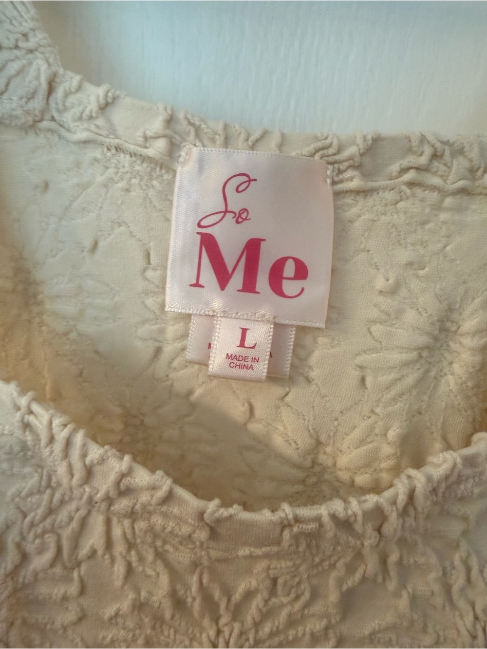 So Me Cream Floral Embroidered Jacquard Seamless Square Neck Tank Top Wide Strap - Picture 6 of 12